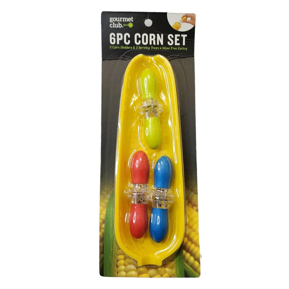Gourmet Club‎ Corn Set 3 Corn Holders & 3 Serving Trays